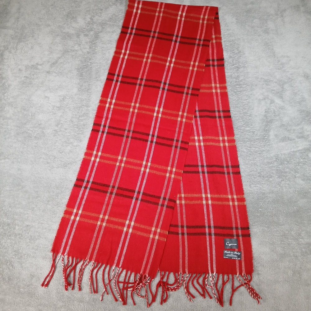 Cejon Scarf Unisex OS Plaid Red Acrylic Italy Y2K